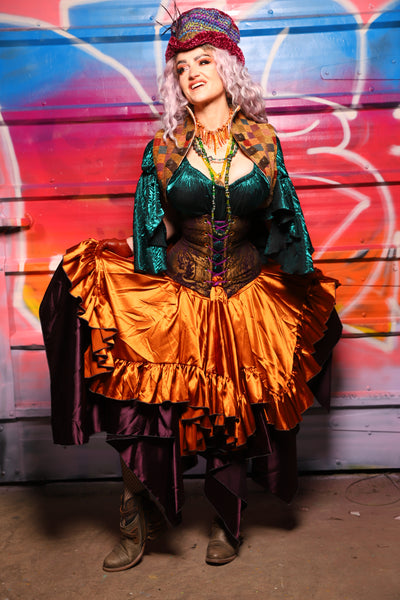 24. Mini Fairy Skirt w/ruffle in Bonfire Satin - A Chest Full of Jewels Collection