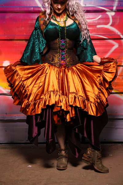 24. Mini Fairy Skirt w/ruffle in Bonfire Satin - A Chest Full of Jewels Collection
