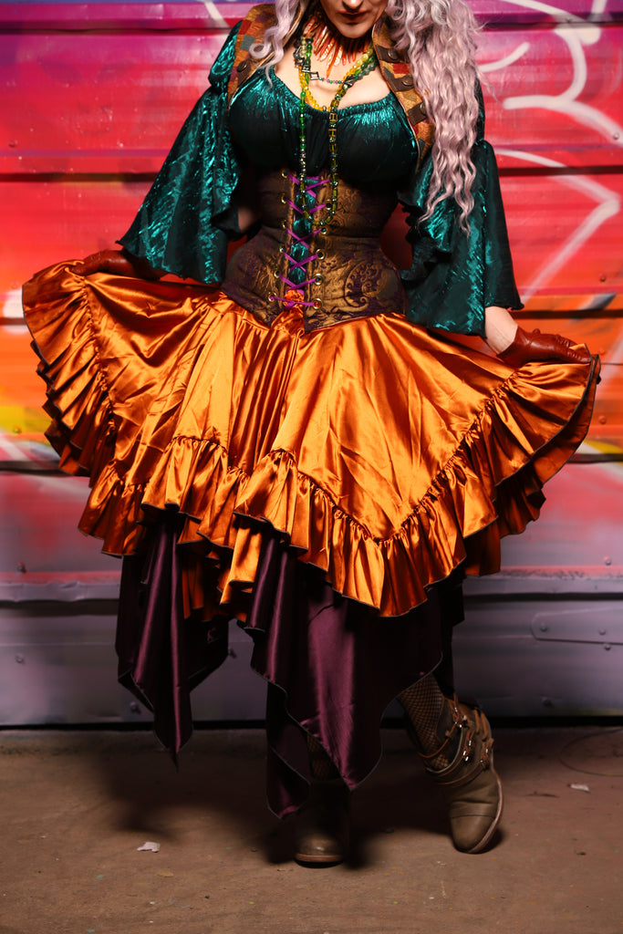 24. Mini Fairy Skirt w/ruffle in Bonfire Satin - A Chest Full of Jewels Collection