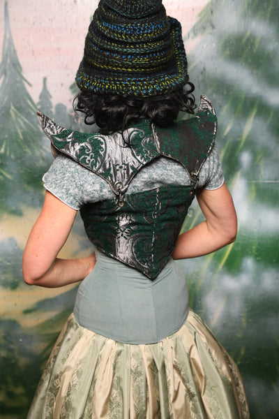 Cropped Faerie Bodice in Emerald & Silver Medallion*Please Order by BUST measurement!* - Day 6 of 12 Days of Damsel Christmas 2025