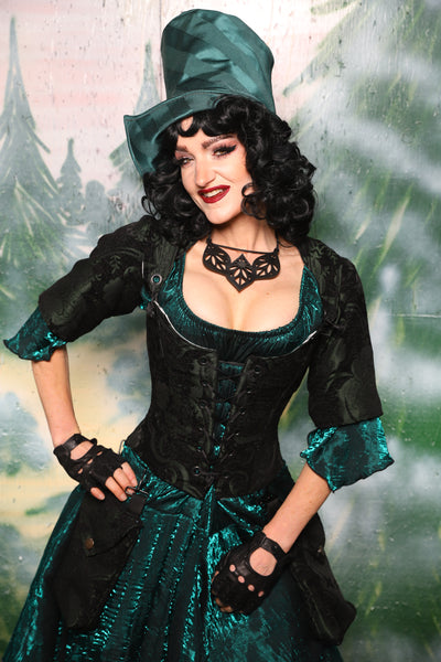 Detachable Elbow Sleeves in Black & Green Medallion - Day 3 of 12 Days of Christmas