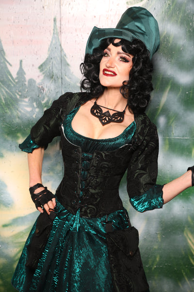 Detachable Elbow Sleeves in Black & Green Medallion - Day 3 of 12 Days of Christmas