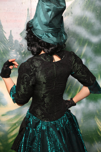 Detachable Elbow Sleeves in Black & Green Medallion - Day 3 of 12 Days of Christmas