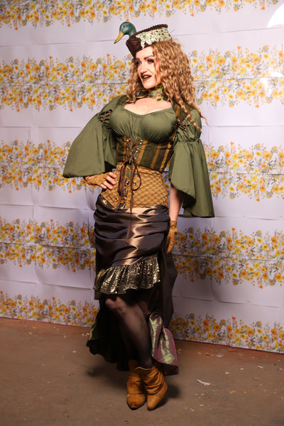54. Swoon Skirt In Twig Taffeta With Patchwork Ruffle - The Leave It To Beaver Collection