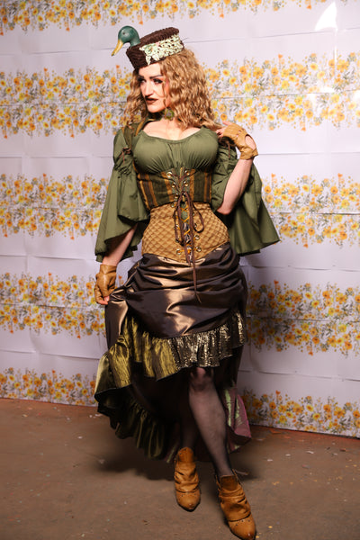 54. Swoon Skirt In Twig Taffeta With Patchwork Ruffle - The Leave It To Beaver Collection