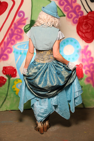 Swoon Skirt in Aqua-Teal Pintuck - The "Twisted Tea Party" Collection