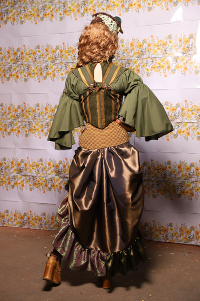 54. Swoon Skirt In Twig Taffeta With Patchwork Ruffle - The Leave It To Beaver Collection