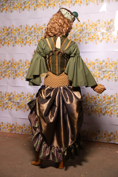 54. Swoon Skirt In Twig Taffeta With Patchwork Ruffle - The Leave It To Beaver Collection