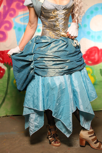 Swoon Skirt in Aqua-Teal Pintuck - The "Twisted Tea Party" Collection
