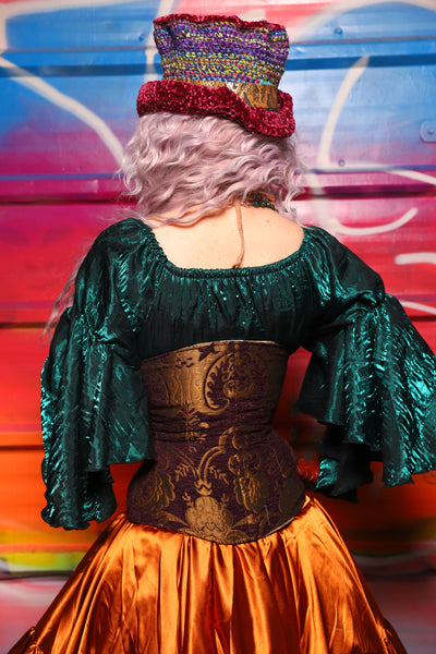 28. Petite Wench Underbust Corset in Plum & Gold Medallion - A Chest Full of Jewels Collection