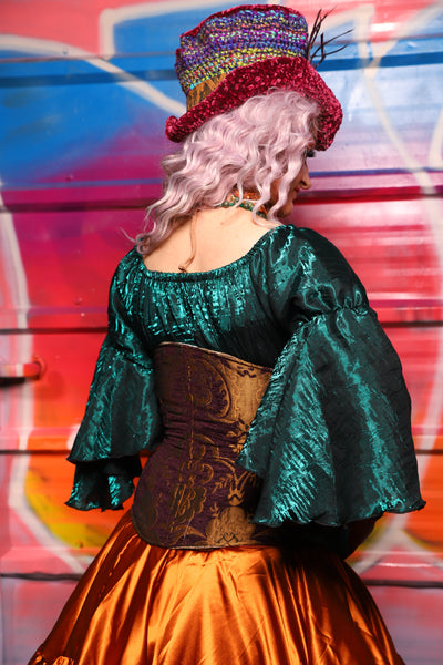 28. Petite Wench Underbust Corset in Plum & Gold Medallion - A Chest Full of Jewels Collection