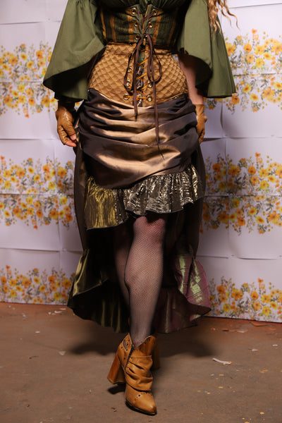 54. Swoon Skirt In Twig Taffeta With Patchwork Ruffle - The Leave It To Beaver Collection