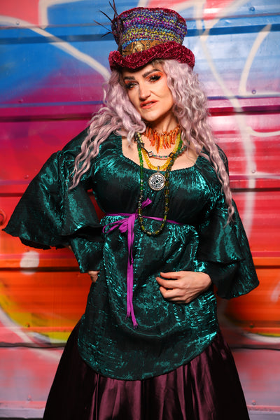 19. Flounce Blouse in Dark Emerald Shimmer - A Chest Full of Jewels Collection
