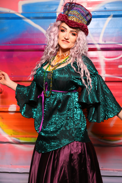 19. Flounce Blouse in Dark Emerald Shimmer - A Chest Full of Jewels Collection