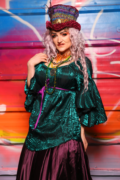 19. Flounce Blouse in Dark Emerald Shimmer - A Chest Full of Jewels Collection