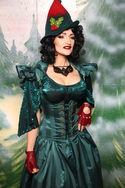 Petite Vixen w/Ruffle Sleeves in Wintergreen Matte & Satin Stripe - Day 3 of 12 Days of Christmas