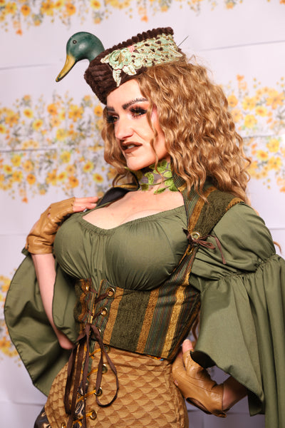 16. Cropped Faye Corset With Sorceress Straps In Ivy Lane Stripe - The Leave It To Beaver Collection
