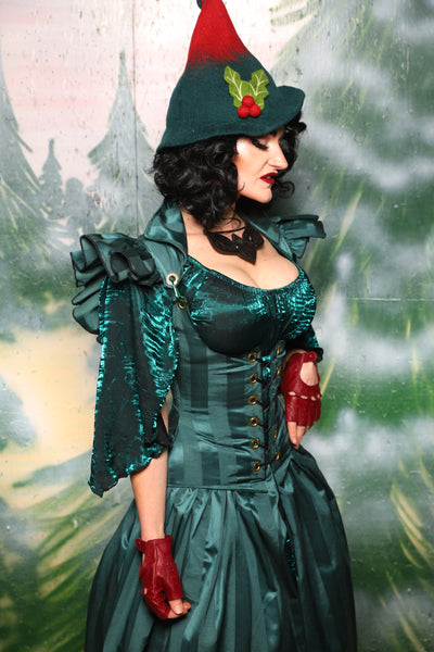 Petite Vixen w/Ruffle Sleeves in Wintergreen Matte & Satin Stripe - Day 3 of 12 Days of Christmas