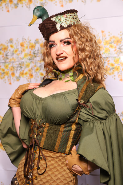 16. Cropped Faye Corset With Sorceress Straps In Ivy Lane Stripe - The Leave It To Beaver Collection
