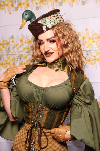 16. Cropped Faye Corset With Sorceress Straps In Ivy Lane Stripe - The Leave It To Beaver Collection