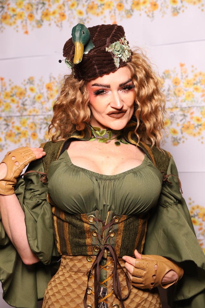 16. Cropped Faye Corset With Sorceress Straps In Ivy Lane Stripe - The Leave It To Beaver Collection