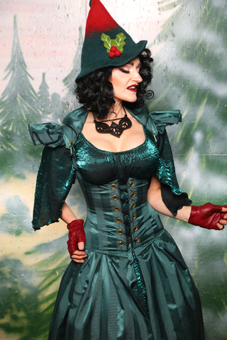 Petite Vixen w/Ruffle Sleeves in Wintergreen Matte & Satin Stripe - Day 3 of 12 Days of Christmas