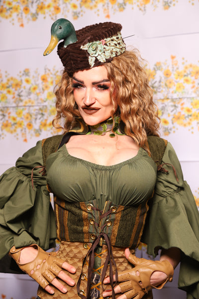 16. Cropped Faye Corset With Sorceress Straps In Ivy Lane Stripe - The Leave It To Beaver Collection