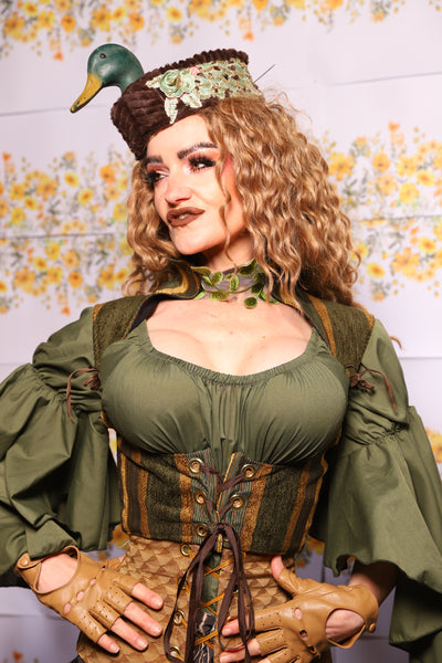 16. Cropped Faye Corset With Sorceress Straps In Ivy Lane Stripe - The Leave It To Beaver Collection