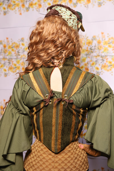 16. Cropped Faye Corset With Sorceress Straps In Ivy Lane Stripe - The Leave It To Beaver Collection