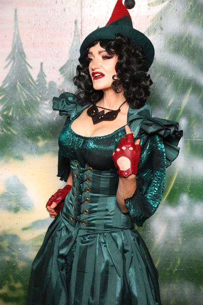 Petite Vixen w/Ruffle Sleeves in Wintergreen Matte & Satin Stripe - Day 3 of 12 Days of Christmas