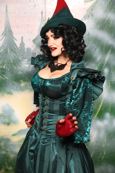Petite Vixen w/Ruffle Sleeves in Wintergreen Matte & Satin Stripe - Day 3 of 12 Days of Christmas