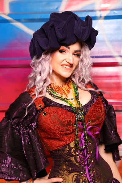 09. Cropped Courtier Overbust in Rock-a-Doodle Damask – A Chest Full of Jewels Collection