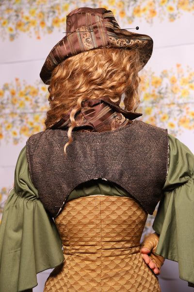 18. Cropped Lapel Vest In Barkcloth With Contrasting Lapel Stripe - The Leave It To Beaver Collection