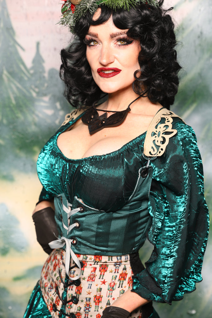 Cropped Vixen in Wintergreen Matte & Satin Stripe w/Lace - Day 3 of 12 Days of Christmas