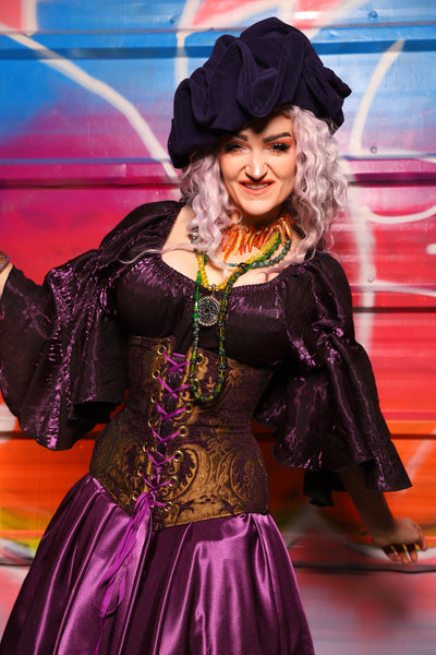 41. Wench Corset Underbust in Plum & Gold Medallion - A Chest Full of Jewels Collection