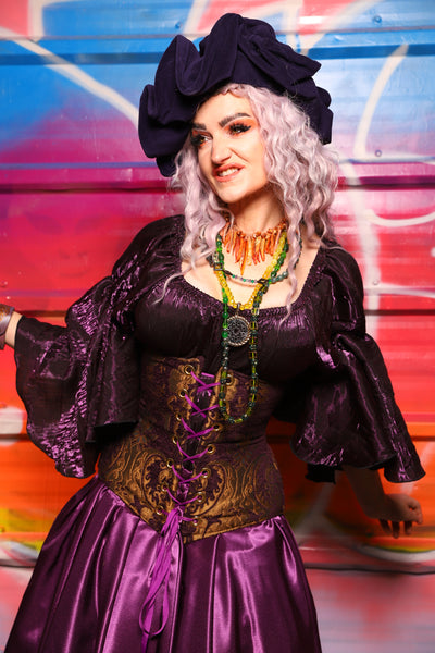 41. Wench Corset Underbust in Plum & Gold Medallion - A Chest Full of Jewels Collection