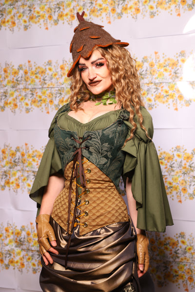 20. Cropped Marie Corset In Green Forest Scroll - The Leave It To Beaver Collection