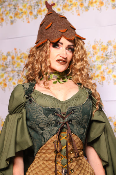 20. Cropped Marie Corset In Green Forest Scroll - The Leave It To Beaver Collection