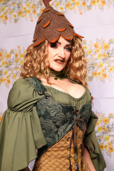 20. Cropped Marie Corset In Green Forest Scroll - The Leave It To Beaver Collection