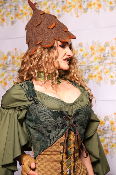 20. Cropped Marie Corset In Green Forest Scroll - The Leave It To Beaver Collection