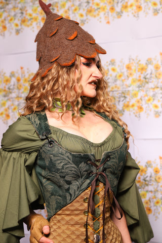 20. Cropped Marie Corset In Green Forest Scroll - The Leave It To Beaver Collection