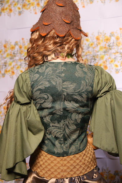 20. Cropped Marie Corset In Green Forest Scroll - The Leave It To Beaver Collection