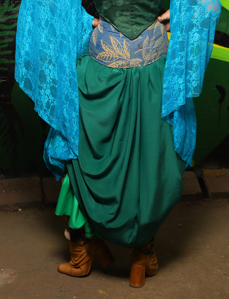 Swoon Skirt in Green Reverse Crepe Satin - "Siren's Shanties" Collection