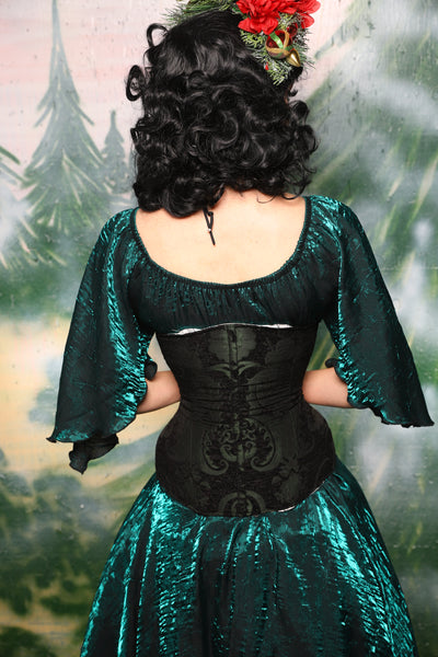 Petite Wench Corset in Black & Green Medallion w/front panels in Toy Soilders/ Petite Wench Corset in Black & Green Medallion - Day 3 of 12 Days of Christmas