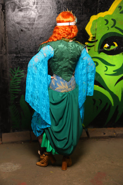 Swoon Skirt in Green Reverse Crepe Satin - "Siren's Shanties" Collection