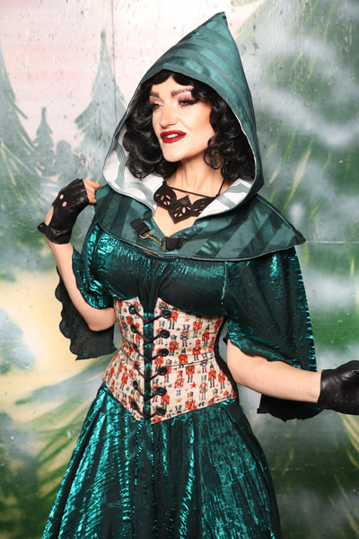 Petite Wench Corset in Black & Green Medallion w/front panels in Toy Soilders/ Petite Wench Corset in Black & Green Medallion - Day 3 of 12 Days of Christmas