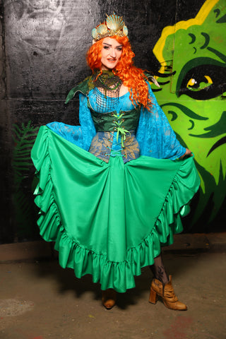 Crescent Skirt in Play-Dough Green w/Ruffle - "Siren's Shanties" Collection