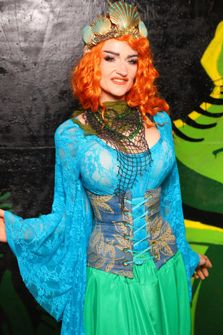 Petite Wench Corset in Lake Flora - "Siren's Shanties" Collection