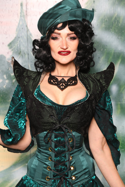 Cropped Faerie Bodice In Black & Green Medallion - Day 3 of 12 Days of Christmas
