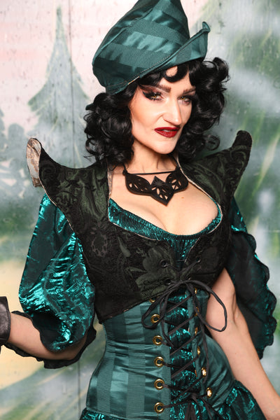 Cropped Faerie Bodice In Black & Green Medallion - Day 3 of 12 Days of Christmas